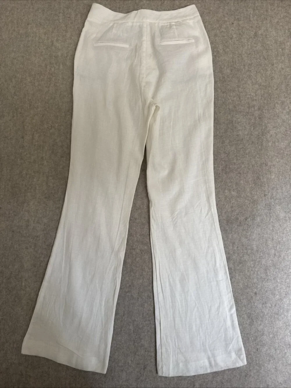 Zara High Waist Linen Flare Pants Womens M White Coastal New